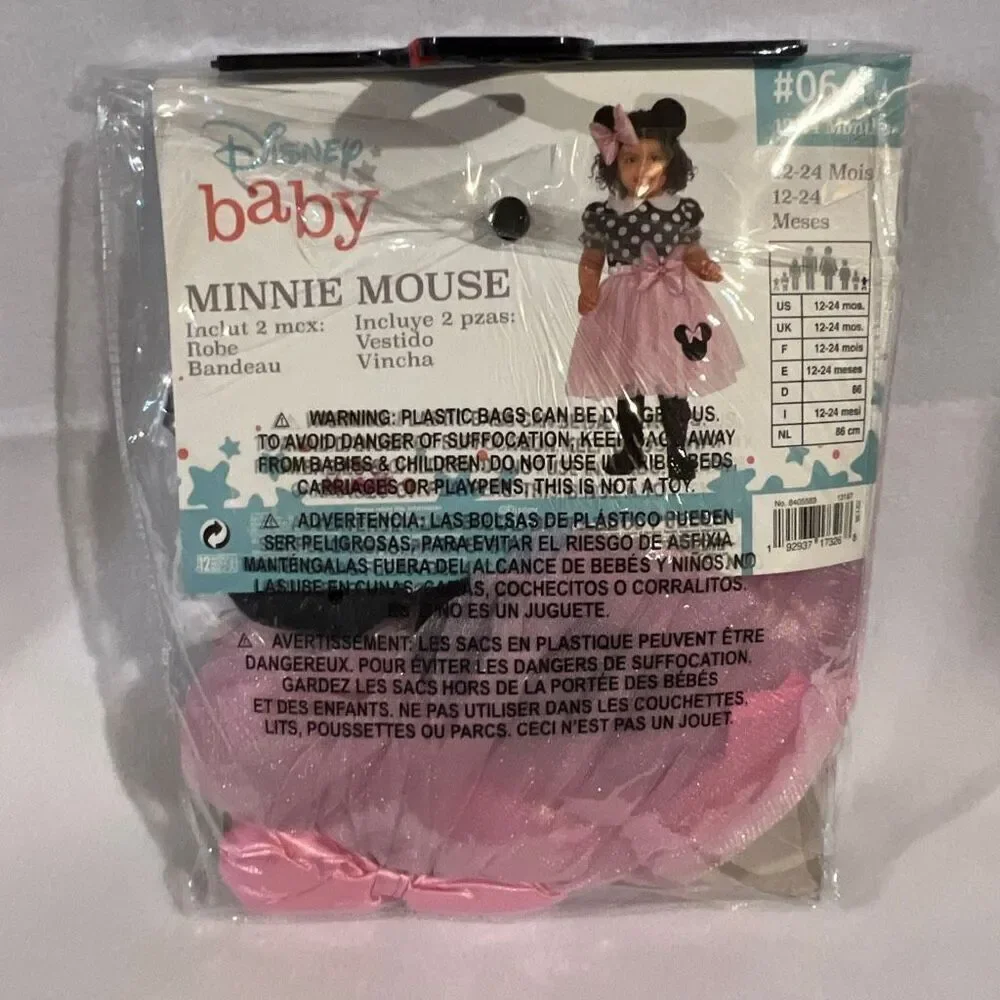 Disney Infant Baby Multicolor Minnie Mouse Costume Size 12-24 Months NWT